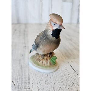 Lefton 6606 waxwing Bird figurine porcelain‎ vintage statue realistic lifelike